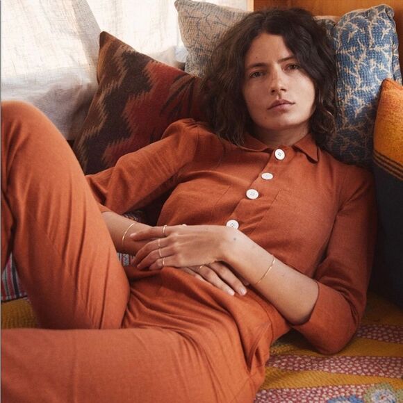 Christy Dawn Painter Linen Jumpsuit in Rust S NWOT - Picture 2 of 16